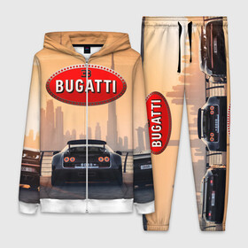 Женский костюм 3D с принтом Bugatti на фоне Дубая ОАЭ с логотипом в городе Новоалтайск,  |  | bugatti chiron | bugatti veyron | бугатти | гиперкары | дубай | закат | оаэ | спортивные машины | спорткары