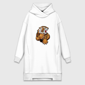 Платье-худи хлопок с принтом Tiger Man в городе Новоалтайск,  |  | 2022 | animal | cat | lion | tiger | год тигра | животные | зверь | зубы | кот | кошка | лев | охотник | полосатый | природа | тигр | тигренок | тигрица | хищник