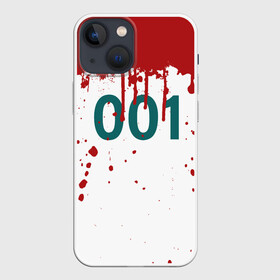 Чехол для iPhone 13 mini с принтом ИГРА В КАЛЬМАРА ПЕРСОНАЖ 001 КРОВЬ в городе Новоалтайск,  |  | 001 | squid game | игра в кальмара | игра в кальмаров | игра на выживание | игрок 001 | игры | кровь | персонаж 001 | сериал | фильм