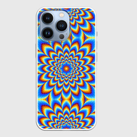 Чехол для iPhone 13 Pro с принтом Пульсирующий синий цветок (оптическая иллюзия) в городе Новоалтайск,  |  | Тематика изображения на принте: абстракция | аум | галлюцинация | зазеркалье | игра ума | иллюзии | индиго | майя | мантра | медитация | мираж | неон | нирвана | обман зрения | ом | оптические иллюзии | просветление | психоделика