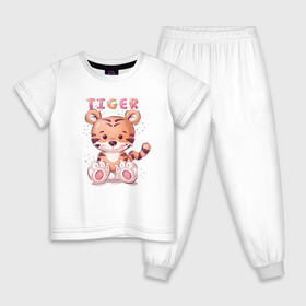 Детская пижама хлопок с принтом Cute little tiger в городе Новоалтайск, 100% хлопок |  брюки и футболка прямого кроя, без карманов, на брюках мягкая резинка на поясе и по низу штанин
 | 2022 | 2022 год | happy new year | santa | год тигра | дед мороз | каникулы | мороз | новогодний свитер | новый год | новый год 2022 | новый год тигра | оливье | праздник | рождество | санта клаус | свитер новогодний