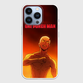 Чехол для iPhone 13 Pro с принтом Сайтама в огне One Punch Man в городе Новоалтайск,  |  | hagemanto | one punch man | one punchman | onepunchman | saitama | sensei | аниме | ван панч мен | ванпанчмен | лысый плащ | манга | сайтама | сильнейший человек | учитель | человек одинудар | человек одного удара