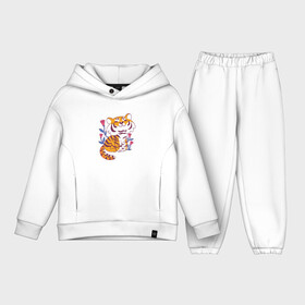Детский костюм хлопок Oversize с принтом Cute little tiger cub в городе Новоалтайск,  |  | Тематика изображения на принте: 2022 | 2022 год | happy new year | santa | год тигра | дед мороз | каникулы | мороз | новогодний свитер | новый год | новый год 2022 | новый год тигра | оливье | праздник | рождество | санта клаус | свитер новогодний