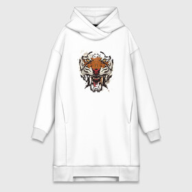 Платье-худи хлопок с принтом Angry Tiger watercolor в городе Новоалтайск,  |  | 2022 | 2022 год | happy new year | santa | год тигра | дед мороз | каникулы | мороз | новогодний свитер | новый год | новый год 2022 | новый год тигра | оливье | праздник | рождество | санта клаус | свитер новогодний