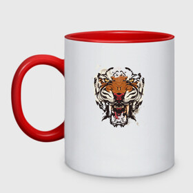 Кружка двухцветная с принтом Angry Tiger watercolor в городе Новоалтайск, керамика | объем — 330 мл, диаметр — 80 мм. Цветная ручка и кайма сверху, в некоторых цветах — вся внутренняя часть | 2022 | 2022 год | happy new year | santa | год тигра | дед мороз | каникулы | мороз | новогодний свитер | новый год | новый год 2022 | новый год тигра | оливье | праздник | рождество | санта клаус | свитер новогодний