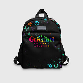 Детский рюкзак 3D с принтом GENSHIN IMPACT NEON LOGO RAINBOW STYLE, ЭМБЛЕМЫ в городе Новоалтайск, 100% полиэстер | лямки с регулируемой длиной, сверху петелька, чтобы рюкзак можно было повесить на вешалку. Основное отделение закрывается на молнию, как и внешний карман. Внутри дополнительный карман. По бокам два дополнительных кармашка | amber | anime | genshin impact | girl | jean | lisa | paimon | xiao | zelda | анемо | аниме | геншен импакт | геншин импакт | геншин эмпакт | геншинимпакт | девушка | игры | кли | лиза | паймон | пеймон | персонажи | сяо | тян