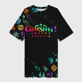 Платье-футболка 3D с принтом GENSHIN IMPACT NEON LOGO RAINBOW STYLE, ЭМБЛЕМЫ в городе Новоалтайск,  |  | amber | anime | genshin impact | girl | jean | lisa | paimon | xiao | zelda | анемо | аниме | геншен импакт | геншин импакт | геншин эмпакт | геншинимпакт | девушка | игры | кли | лиза | паймон | пеймон | персонажи | сяо | тян