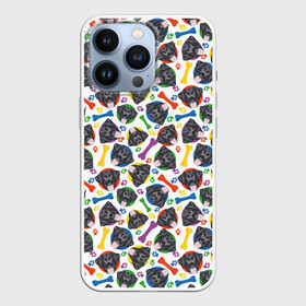 Чехол для iPhone 13 Pro с принтом Чёрный Лабрадор (красочный дизайн) в городе Новоалтайск,  |  | Тематика изображения на принте: animal | dog | labrador | барбос | бобик | год собаки | друг человека | животное | зверь | ищейка | кинолог | кость | лабрадор | лайка | лапы | пес | собака | собачка | хищник | чёрный лабрадор | четвероногий