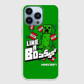 Чехол для iPhone 13 Pro с принтом LIKE A BOSS Minecraft Creepe в городе Новоалтайск,  |  | craft | creep | creeper | keeper | mine | minecraft | бесшумный мобкамикадзе | блоки | добывать | зелёное четырёхногое существо | зелёный | компьютерная игра | крафт | крипер | кубики | майн | майнкрафт | манкрафт