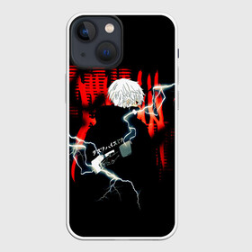 Чехол для iPhone 13 mini с принтом Аниме Канеки Кен Токийский Гуль | Tokyo Ghoul в городе Новоалтайск,  |  | anime | japan | аниме | анимэ | гранж | гуль | иероглифы | молния | мульт | надпись | полосы | потертости | самурай | символ | тамура | токио | узоры | япония
