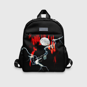 Детский рюкзак 3D с принтом Аниме Канеки Кен Токийский Гуль | Tokyo Ghoul в городе Новоалтайск, 100% полиэстер | лямки с регулируемой длиной, сверху петелька, чтобы рюкзак можно было повесить на вешалку. Основное отделение закрывается на молнию, как и внешний карман. Внутри дополнительный карман. По бокам два дополнительных кармашка | Тематика изображения на принте: anime | japan | аниме | анимэ | гранж | гуль | иероглифы | молния | мульт | надпись | полосы | потертости | самурай | символ | тамура | токио | узоры | япония