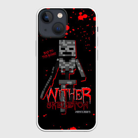 Чехол для iPhone 13 mini с принтом WITHER SKELETON в городе Новоалтайск,  |  | craft | mine | minecraft | wither skeleton | блоки | визерскелет | вооружённый каменным мечом | враждебный моб | добывать | компьютерная игра | крафт | кубики | майн | майнкрафт | манкрафт | ремесло