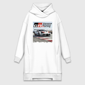 Платье-худи хлопок с принтом Toyota Gazoo Racing   легендарная спортивная команда в городе Новоалтайск,  |  | competition | extreme | finland | motorsport | mountains | nature | power | racing | route | team | toyota | автоспорт | гонка | горы | мощь | природа | соревнование | тойота | трасса | финляндия | экстрим