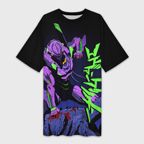 Платье-футболка 3D с принтом Евангелион  EVA 01 в городе Новоалтайск,  |  | anime | eva 01 | neon genesis evangelion | nerv | ева 01 | евангелион | мангa | меха | робот | синдзи икарианиме