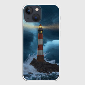 Чехол для iPhone 13 mini с принтом НОЧНОЙ МАЯК в городе Новоалтайск,  |  | light | night | ocean | sea | буря | волны | маяк | море | ночь | океан | пейзаж | природа | свет | стихия