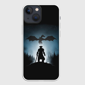 Чехол для iPhone 13 mini с принтом Силует драконорождённого в городе Новоалтайск,  |  | bethesda | elder scrolls | game | games | бесезда | игра | игры | свитки | элдер скролс