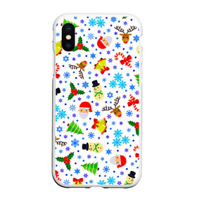 Чехол для iPhone XS Max матовый с принтом Новогодний   Рождественский узор в городе Новоалтайск, Силикон | Область печати: задняя сторона чехла, без боковых панелей | christmas | deer | happy new year | merry christmas | new year | snowflakes | snowman | winter | дед мороз | елка | зима | зимний орнамент | зимний узор | колпак новогодний | новогодние олени | новогодний узор | новый год | олени