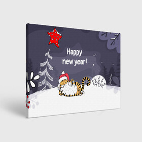 Холст прямоугольный с принтом Happy New Year 2022 Тигр в городе Новоалтайск, 100% ПВХ |  | 2022 | год тигра | новый год | новый год 2022 | символ года | тигр | тигренок | тигрица | тигры