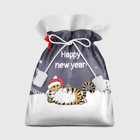 Подарочный 3D мешок с принтом Happy New Year 2022 Тигр в городе Новоалтайск, 100% полиэстер | Размер: 29*39 см | Тематика изображения на принте: 2022 | год тигра | новый год | новый год 2022 | символ года | тигр | тигренок | тигрица | тигры