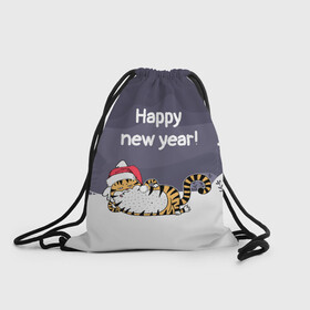 Рюкзак-мешок 3D с принтом Happy New Year 2022 Тигр в городе Новоалтайск, 100% полиэстер | плотность ткани — 200 г/м2, размер — 35 х 45 см; лямки — толстые шнурки, застежка на шнуровке, без карманов и подкладки | Тематика изображения на принте: 2022 | год тигра | новый год | новый год 2022 | символ года | тигр | тигренок | тигрица | тигры