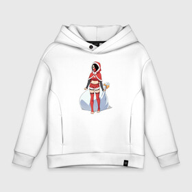 Детское худи Oversize хлопок с принтом Christmas Girl в городе Новоалтайск, френч-терри — 70% хлопок, 30% полиэстер. Мягкий теплый начес внутри —100% хлопок | боковые карманы, эластичные манжеты и нижняя кромка, капюшон на магнитной кнопке | Тематика изображения на принте: anime | bag | christmas | girl | mask | new year | аниме | девушка | маска | мешок | новый год | рождество | снегурочка
