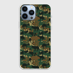 Чехол для iPhone 13 Pro Max с принтом Звери (камуфляж) в городе Новоалтайск,  |  | animals | camouflage | hunter | hunting | military | zoo | волк | дикая природа | егерь | животные | звери | зоопарк | камуфляж | лес | лиса | лось | медведь | милитари | олень | оружие | охота | охота на волка | охота на зайца