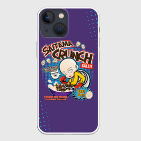 Чехол для iPhone 13 mini с принтом Saitama crunch One Punch Man в городе Новоалтайск,  |  | Тематика изображения на принте: hagemanto | one punch man | one punchman | onepunchman | saitama | sensei | аниме | ван панч мен | ванпанчмен | лысый плащ | манга | сайтама | сильнейший человек | учитель | человек одинудар | человек одного удара