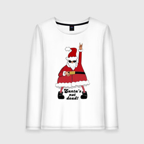 Женский лонгслив хлопок с принтом Santas not dead в городе Новоалтайск, 100% хлопок |  | beard | gesture | holiday | hype | motto | new year | santa klaus | slogan | борода | девиз | дед мороз | жест | новый год | очки | праздник | слоган | хайп