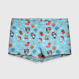 Детские купальные плавки 3D с принтом GI Christmas Pattern в городе Новоалтайск, Полиэстер 85%, Спандекс 15% | Слитный крой, подклад по переду изделия, узкие бретели | Тематика изображения на принте: 2022 год | genshin impact | happy new year | каникулы | новый год | новый год 2022 | оливье | праздник | рождество | снег | снежинки