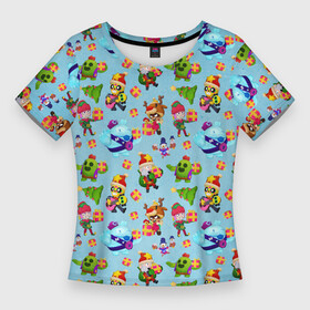 Женская футболка 3D Slim с принтом Brawl Stars Christmas Pattern в городе Новоалтайск,  |  | 2022 | brawl | brawl stars | brock | bull | colt | elprimo | jessie | leon | nita | shelly | stars | брок | булл | джесси | кольт | леон | новогоднее | новый год | рождество | шелли | эльпримо