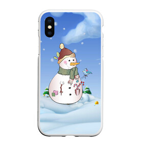 Чехол для iPhone XS Max матовый с принтом Веселый Снеговичок в городе Новоалтайск, Силикон | Область печати: задняя сторона чехла, без боковых панелей | 2022 | новогодний | новый год | рождество | снег | снеговик