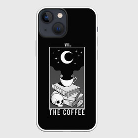 Чехол для iPhone 13 mini с принтом The Coffee. Occult в городе Новоалтайск,  |  | bone | bones | book | coffee | even | key | moon | night | occult | skull | space | star | tea | the | universe | вечер | вселенная | закат | звезда | звезды | ключ | книга | космос | кости | кость | кофе | луна | небо | ночь | оккультизм | оккультная | о