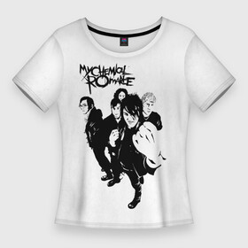Женская футболка 3D Slim с принтом Черный эскиз участников группы My Chemical Romance в городе Новоалтайск,  |  | death spells | electric century | gerard way | leathermouth | mcr | my chemical romance | pencey prep | альтернативный | джерард уэй | май кемикал романс | майки уэй | мкр | мой химический роман | мср | мхр | мцр | панк | поп | поппанк | рок