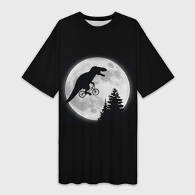 Платье-футболка 3D с принтом T REX НА ЛУНЕ в городе Новоалтайск,  |  | bicycle | bike | fly | moon | rex | trex | tyrannosaur | бикукле | динозаврик | животные | летающий динозавр | луна | на велосипеде на фоне луны | ночной пейзаж | палеонтология | пародия | полёт | прикол | т рекс