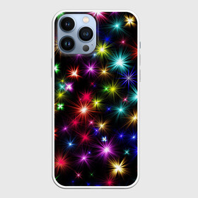 Чехол для iPhone 13 Pro Max с принтом ПРАЗДНИЧНЫЕ ОГОНЬКИ в городе Новоалтайск,  |  | Тематика изображения на принте: christmas | lights | new year | stars | гирлянда | звезды | зима | новый год | огни | праздник | разноцветные | текстура | яркие