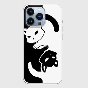 Чехол для iPhone 13 Pro с принтом Черный и белый кот кувыркаются. в городе Новоалтайск,  |  | Тематика изображения на принте: белый кот | животные | звери | кот | котики | котэ | кошка | кошки | черный кот