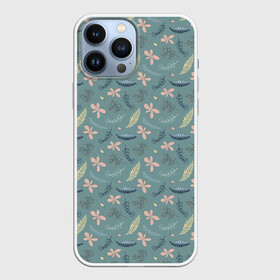 Чехол для iPhone 13 Pro Max с принтом Цветочный принт. Декоративный винтажный узор с цветами и веточками в городе Новоалтайск,  |  | бесконечный | винтажный узор | декоративный | деревенский | полная запечатка | ретро | текстильный | узоры | цветы | цветы и веточки