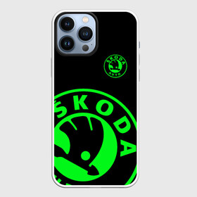Чехол для iPhone 13 Pro Max с принтом SKODA GREEN LOGO BLACK STYLE в городе Новоалтайск,  |  | auto sport | autosport | octavia | rapid | rs | skoda | superb | vag | volkswagen | vrs | vw | yeti | авто | авто спорт | автомобиль | автоспорт | ам | ваг | вагавод | ети | карбон | машина | октавия | рапид | суперб | шкода | шкодавод