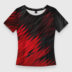 Женская футболка 3D Slim с принтом ЧЁРНО КРАСНЫЕ КРАСКИ  RED BLACK STRIPES в городе Новоалтайск,  |  | abstract | geometry | geometry stripes | grunge | texture | waves | абстракция | брызги | волны | геометрические полосы | геометрия | гранж | краски | текстура