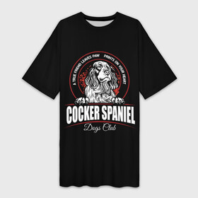Платье-футболка 3D с принтом Кокер Спаниель (Cocker Spaniel) в городе Новоалтайск,  |  | cocker spaniel | dog spaniel | k | английский спаниель | год собаки | друг человека | животное | зверь | кавалер спаниель | кинг чарльз спаниель | кинолог | кокер спаниель | охотничья собака | пёс