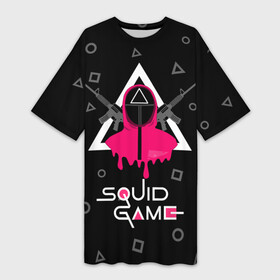 Платье-футболка 3D с принтом Squid game: guard with M 16 в городе Новоалтайск,  |  | actionadventure | guard | killer | m16 submachine gun | security guard | south korean | squid game | survival game | thriller | web series | автомат м16 | веб сериал | игра в кальмара | игра на выживание | охранник | приключенческий боевик | стра