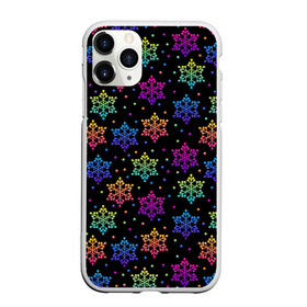Чехол для iPhone 11 Pro Max матовый с принтом Неоновые снежинки   Neon  snowflakes в городе Новоалтайск, Силикон |  | Тематика изображения на принте: christmas | neon | зима | неон | новый год | рождество | снег | снежинка