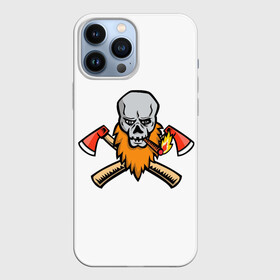 Чехол для iPhone 13 Pro Max с принтом Бородатый Череп Дровосека в городе Новоалтайск,  |  | Тематика изображения на принте: axeman | брутальность | брутальный | дровосек | лес | лесоруб | мужик | мужские | мужской | топор | топорик | топоры