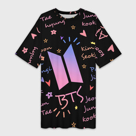 Платье-футболка 3D с принтом BTS  БТС  БИТИЭС  УЗОР в городе Новоалтайск,  |  | bts | bts boy | bts love | k pop | love yourself | айдол | битиэс | бтс | ким тэ хен | солисты bts | фанфик бтс | чон чонгук