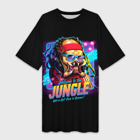 Платье-футболка 3D с принтом Predator in the jungle в городе Новоалтайск,  |  | alternative | guns n roses | metall | music | predator | rock | альтернатива | ганс энд росес | металл | музыка | пушки и розы | рок | хищьник
