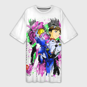 Платье-футболка 3D с принтом Евангелион: EVA 01 в городе Новоалтайск,  |  | anime | eva 01 | neon genesis evangelion | nerv | ева 01 | евангелион | мангa | меха | робот | синдзи икарианиме