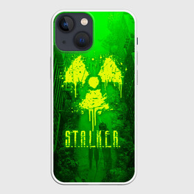 Чехол для iPhone 13 mini с принтом STALKER LOGO RADIATOIN NEON TOXIC в городе Новоалтайск,  |  | chernobyl | pripyat | radiation | shadow of chernobyl | stalker | stalker 2 | воля | зона | меченый | припять | радиация | свобода | свобода воля | сталкер | сталкер 2 | тени чернобыля | чернобыль