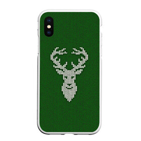 Чехол для iPhone XS Max матовый с принтом Вязанный олень в городе Новоалтайск, Силикон | Область печати: задняя сторона чехла, без боковых панелей | вязка | голова | олень | праздник | текстура