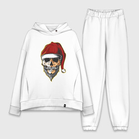 Женский костюм хлопок Oversize с принтом Santa Skull в городе Новоалтайск,  |  | art | beard | hat | santa | skull | арт | борода | санта | череп | шапка