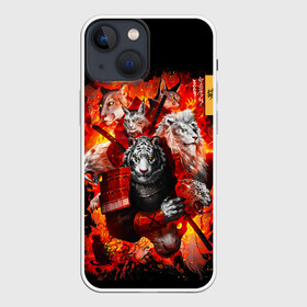 Чехол для iPhone 13 mini с принтом Водяной Тигр 2022 и крупные кошки лев, рысь в городе Новоалтайск,  |  | Тематика изображения на принте: lyon | new year | samurai | tiger | кошка | лев | новый год | путь ниндзя | с наступающим | с новым годом | самурай | сегун | семь самураев | тигр | токио